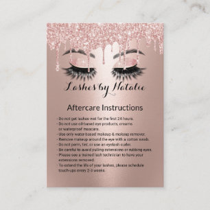 Eyelash Extensions Rose Gold Aftercare Instruction Visitenkarte