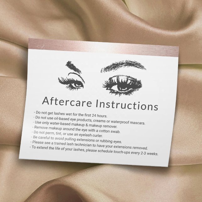 Eyelash Extensions Rose Gold Border Aftercare Flyer (Von Creator hochgeladen)