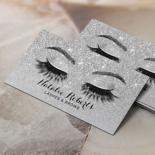Eyelash Extensions Silver Glitzer Beauty Salon Visitenkarte