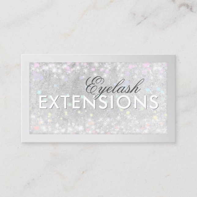 Eyelash Extensions Silver Glitzer Card Visitenkarte (Vorderseite)