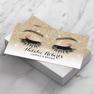 Eyelash Extensions Stilvolle Gold Glitzer Lash Sal Visitenkarte