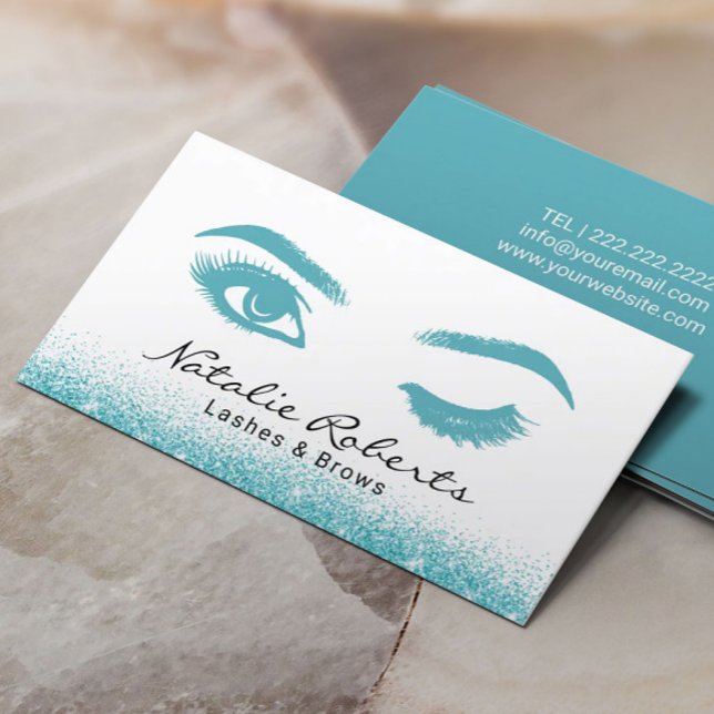 Eyelash Extensions Wink Eye Aquamariner Glitzer Sa Visitenkarte (Von Creator hochgeladen)