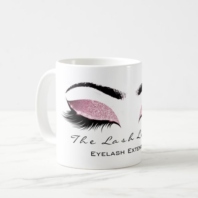 Eyelash Extention Beauty Pink Blush Glitzer Kaffeetasse (Vorderseite Links)