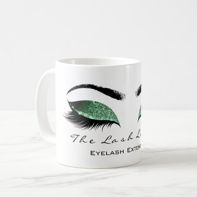 Eyelash Extention Beauty Studio Cali Green Glitzer Tasse (Vorderseite Links)