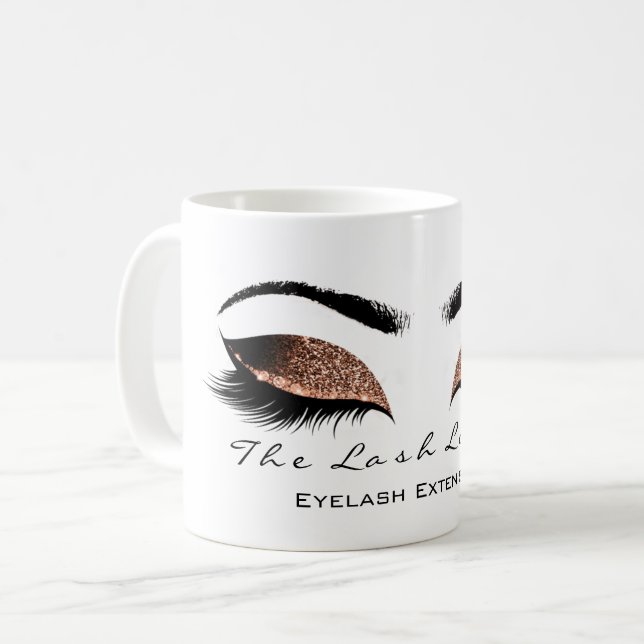 Eyelash Extention Beauty Studio Coffe Glitzer Kaffeetasse (Vorderseite Links)