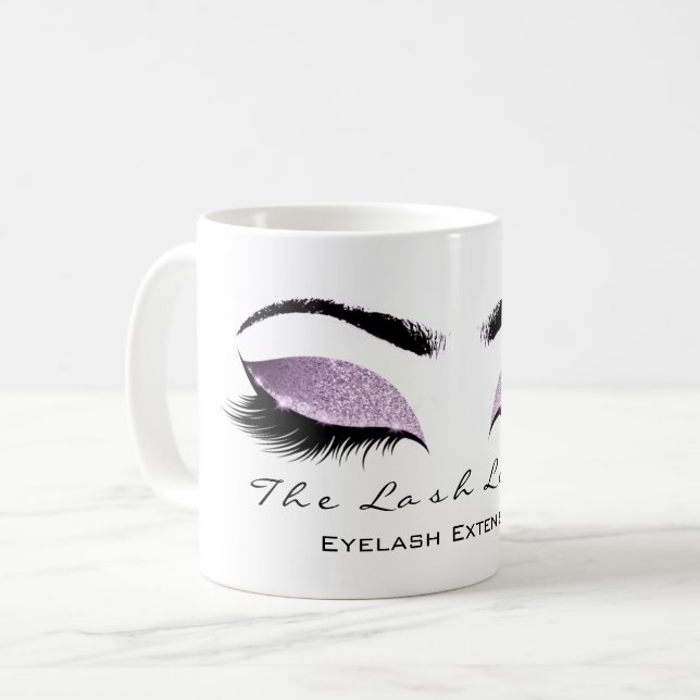 Eyelash Extention Beauty Studio Glitzer Tasse (Vorderseite Links)