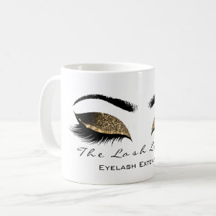 Eyelash Extention Beauty Studio Honey Gold Glitzer Kaffeetasse