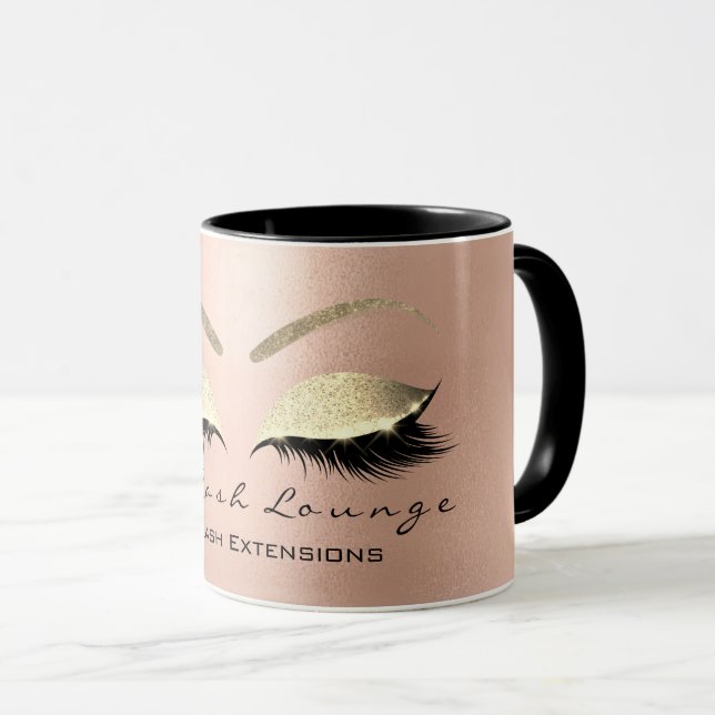 Eyelash Extention Beauty Studio Rose Gold Glitzer Tasse (VorderseiteRechts)