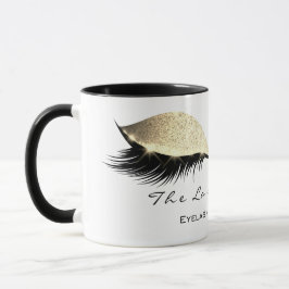 Eyelash Extention Beauty Studio White Gold Glitzer Tasse