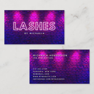 Eyelash/Lash-Erweiterungen Moderne rosa Neon & Bri Visitenkarte
