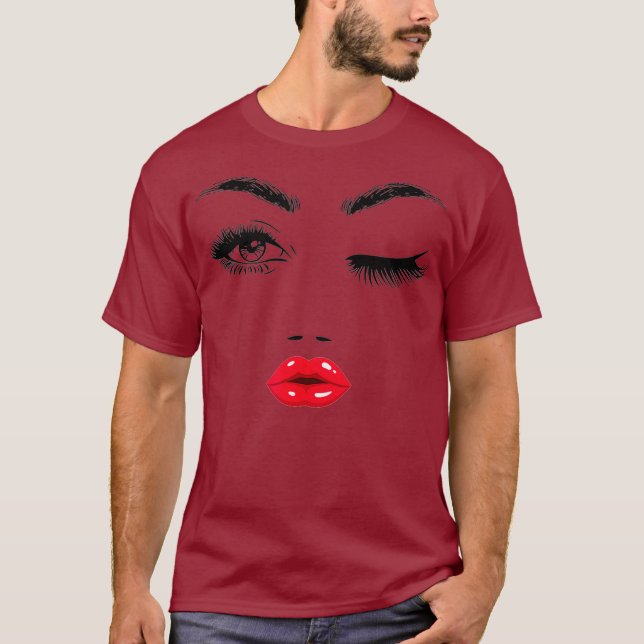 Eyelash Lipstick Red Lip Lash Artist Makeup T-Shirt (Vorderseite)