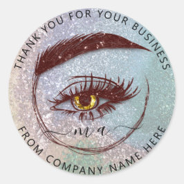 Eyelash Logo Name Holograph Danke Brown MUA Runder Aufkleber