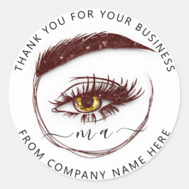Eyelash Logo Name Holograph Danke Glitzer Brown Runder Aufkleber
