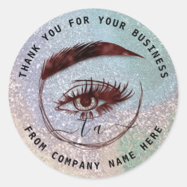 Eyelash Logo Name Holograph Danke Monogram Brown Runder Aufkleber
