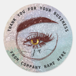Eyelash Logo Name Holograph Danke Monogram Glitzer Runder Aufkleber