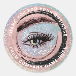 Eyelash Logo Name Holograph Danke Monogram Makeup Runder Aufkleber