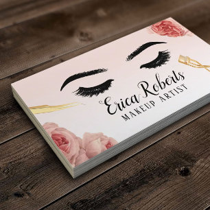 Eyelash Makeup Artist Blush Floral Lashes Salon Visitenkarte