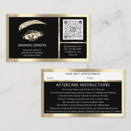 Eyelash Microblade QR CODE Aftercare Black Gold Visitenkarte