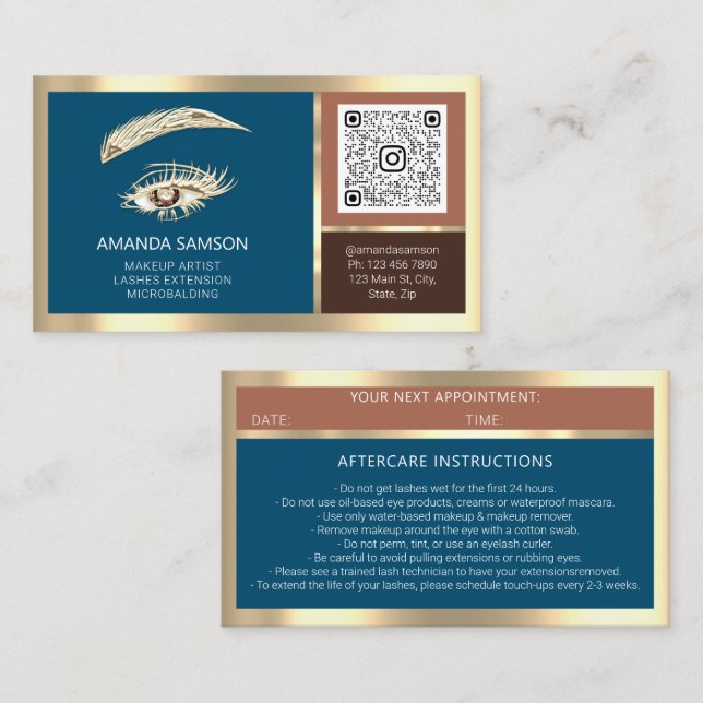 Eyelash Microblade QR CODE Rose-Logo-Blende nach d Visitenkarte (Vorne/Hinten)