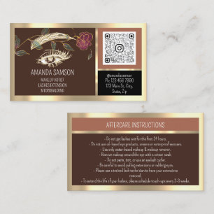 Eyelash Microblade QRCODE Aftercare Brown-Rose Visitenkarte