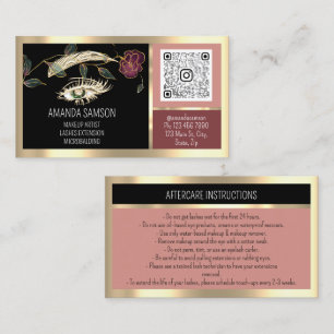 Eyelash Microblade QRCODE Aftercare Rosen Black Visitenkarte