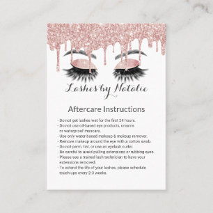 Eyelash Salon Rose Gold Tropfen Aftercare Instrukt Visitenkarte