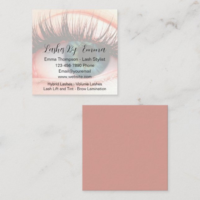 Eyelash Stylist Trendy Budget Business Cards Quadratische Visitenkarte (Vorne/Hinten)