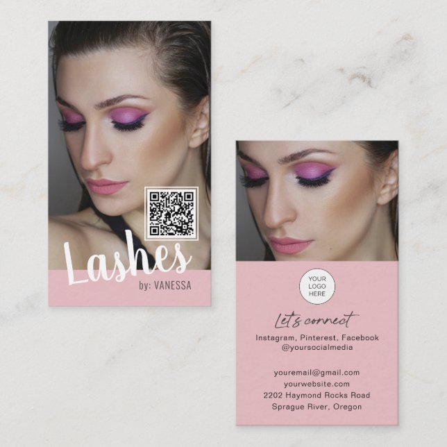 Eyelash-Visitenkarten mit QR-Code und Fotos Visitenkarte (Vorne/Hinten)