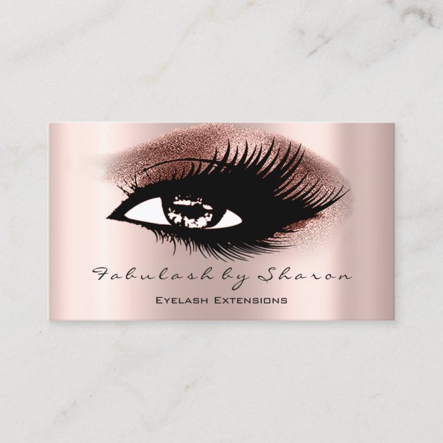 Eyelashes Beruflich Makeup Artist Rose Gold Visitenkarte (Vorderseite)