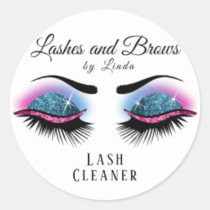 Eyelashes Extension Cleaner - Blau und Rosa Runder Aufkleber