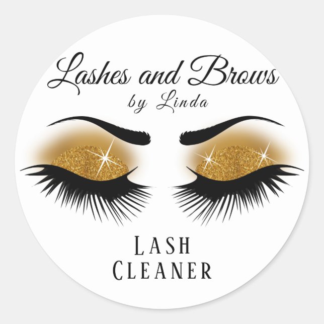 Eyelashes Extension Cleaner Design - Gold Runder Aufkleber (Vorderseite)