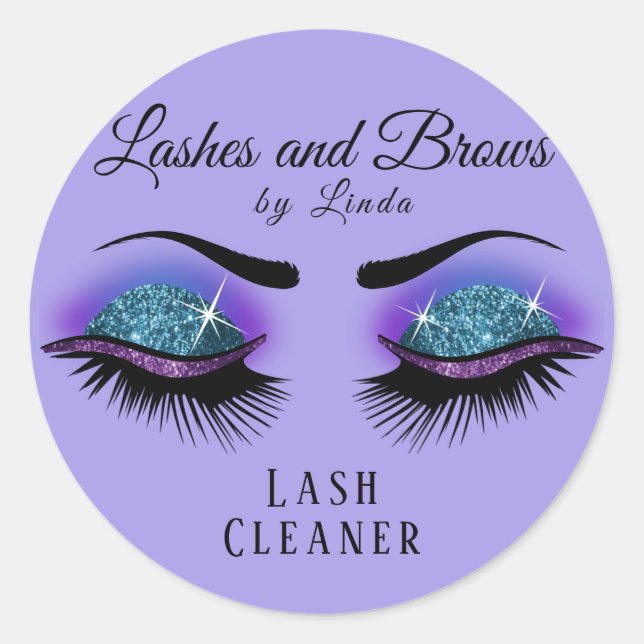 Eyelashes Extension Cleaner - Lila und blau Runder Aufkleber (Vorderseite)