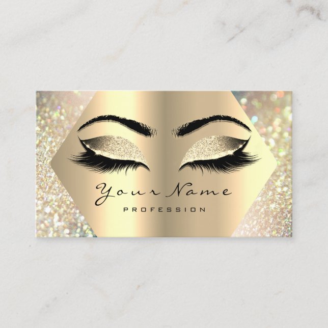 Eyelashes Glitzer Makeup Artist Champaigne Gold Visitenkarte (Vorderseite)