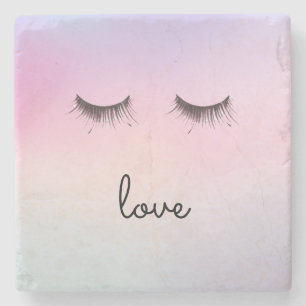 Eyelashes Liebe Lila Pink Gefärbte Krawatte Steinuntersetzer