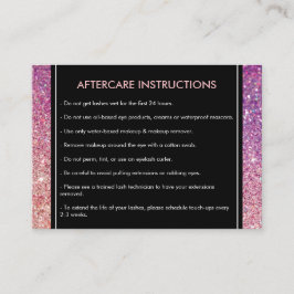 Eyelashes Lila/rosa Glitzer Salon Aftercare Card Visitenkarte