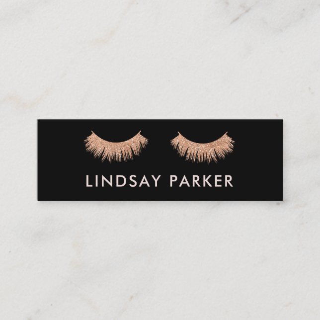Eyelashes Makeup Artist Black Mini Business Card Visitenkarte (Vorderseite)