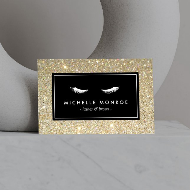 Eyelashes mit Gold Glitzer Business Card Visitenkarte (Von Creator hochgeladen)