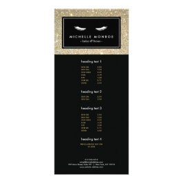 Eyelashes mit Gold Glitzer Rack Card Werbekarte
