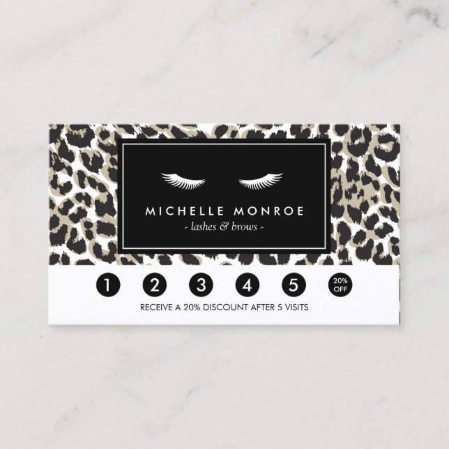 Eyelashes mit Leopard Print Loyalty Punch Card Treuekarte (Vorderseite)