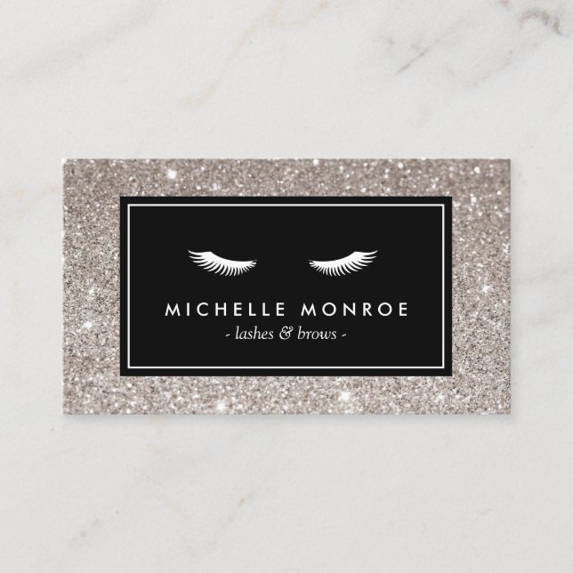 Eyelashes mit Silver Glitzer Business Card Visitenkarte (Vorderseite)