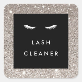 Eyelashes mit Silver Glitzer Lash Cleaner Quadratischer Aufkleber