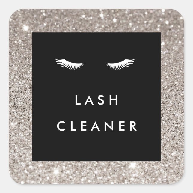 Eyelashes mit Silver Glitzer Lash Cleaner Quadratischer Aufkleber (Vorderseite)