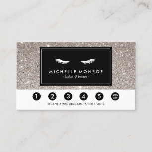 Eyelashes mit Silver Glitzer Loyalty Punch Card Treuekarte