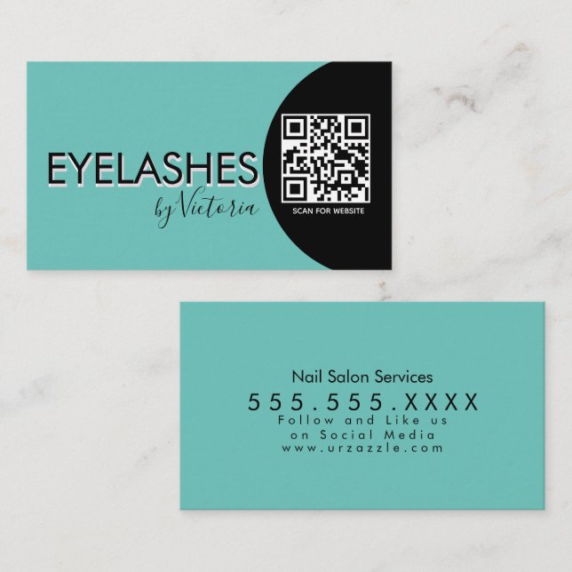 Eyelashes Salon Beauty Eyelashes QR Visitenkarte (Vorne/Hinten)
