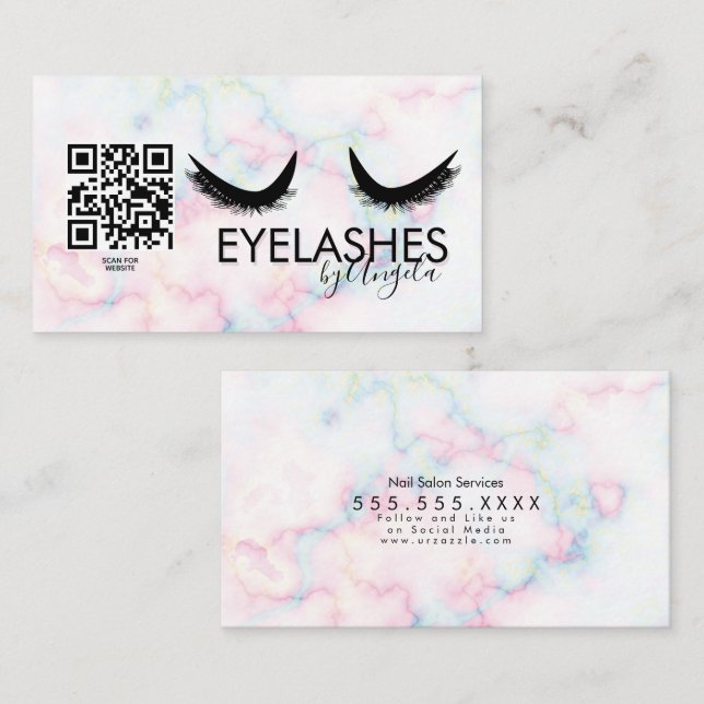 Eyelashes Salon Beauty Marble Eyelashes Visitenkarte (Vorne/Hinten)
