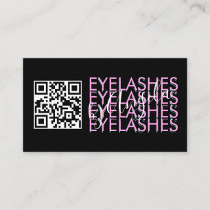 Eyelashes Salon QR Code Pink Black Script Visitenkarte