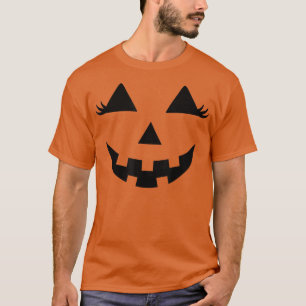 Eyelashes T-Shirt Halloween Outfit Pumpkin Face Co