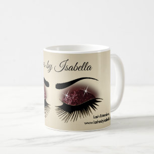 Eyelashes und Brows - Burgund Glitzer Kaffeetasse