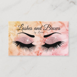 Eyelashes und Brows - Rose Gold Glitzer & Marmor Visitenkarte