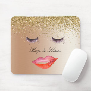 Eyelashes und Lippen Gold Glitzer Ombre Mousepad